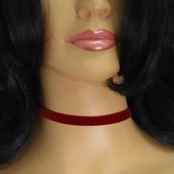 Velvet Choker Red Swiss velvet Adjustable Necklace red Chokers (#51) - Picture 1 of 12